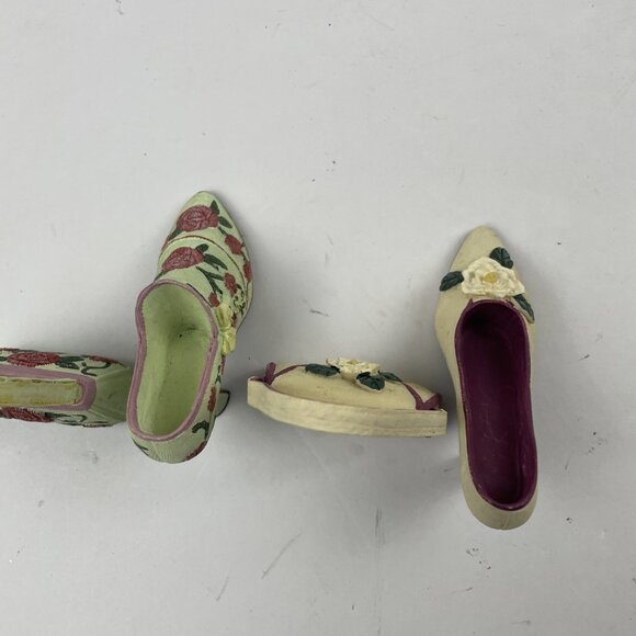 Vintage Miniature Ceramic 3” Shoe And Purse High Heels Floral Lot Of 2 - Picture 3 of 5